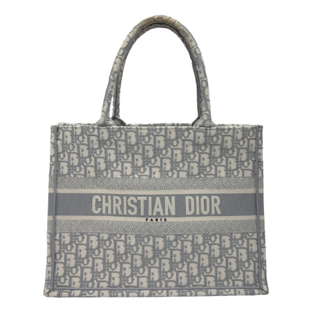 Christian Dior handbag tote bag book canvas gray